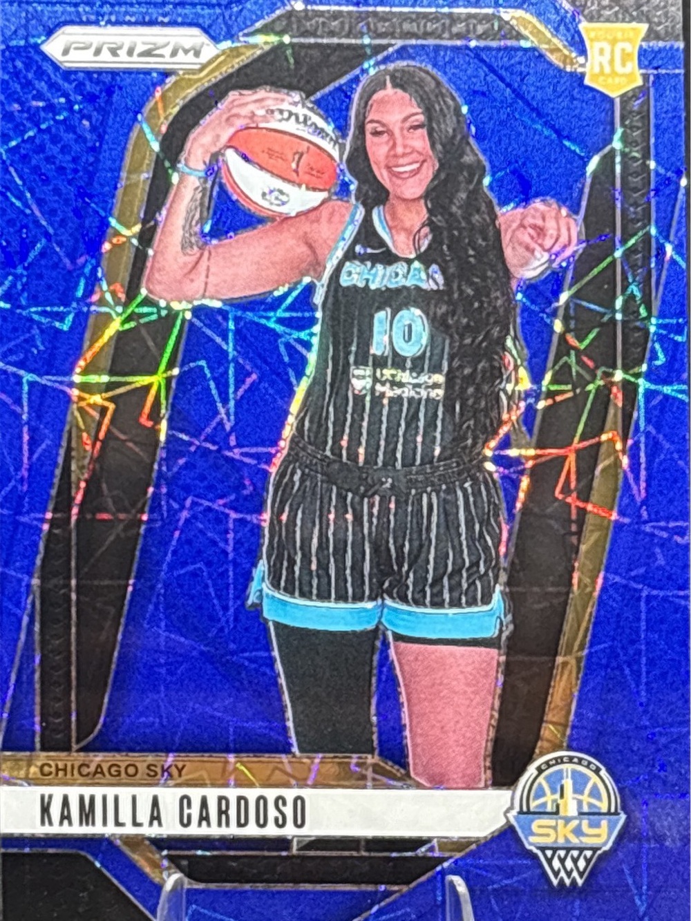 Panini Prizm Kamilla Cardoso Blue Cracked Ice Prizm Basketball Rookie Card